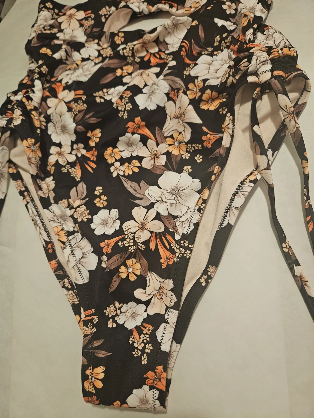 Shade & Shore Black One-Piece Swimsuit with Pink Floral Print